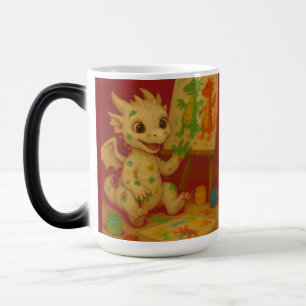 cute bigeye white baby frost dragon finger-paintin color morph mug