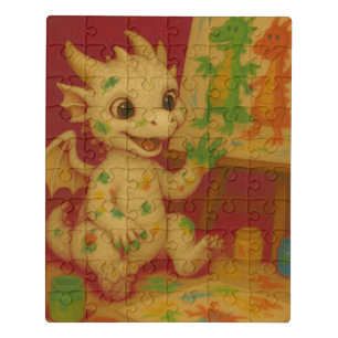 cute bigeye white baby frost dragon finger-paintin jigsaw puzzle