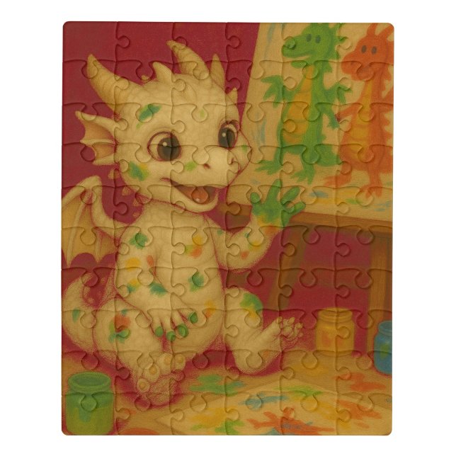 cute bigeye white baby frost dragon finger-paintin jigsaw puzzle (Puzzle Vertical)
