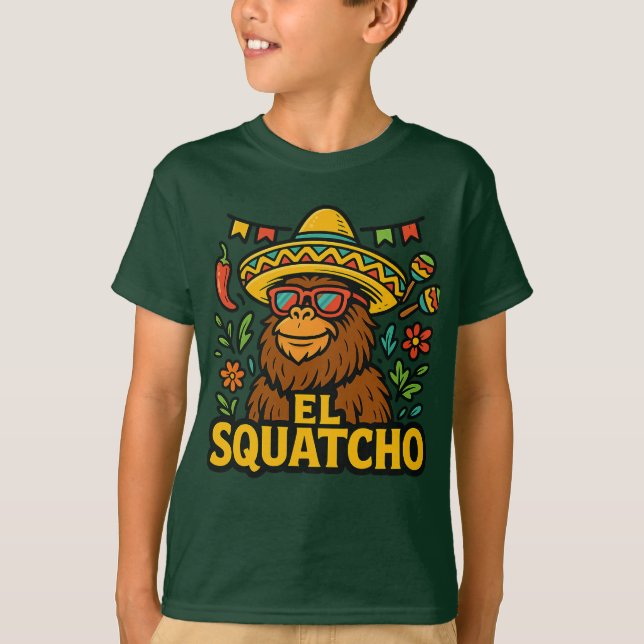 Cute Bigfoot Cinco de Mayo Fiesta El Squatcho T-Shirt (Front)