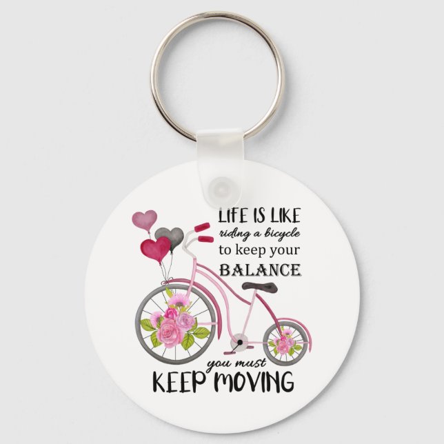 cute bike life inspiration word art keychain (Front)