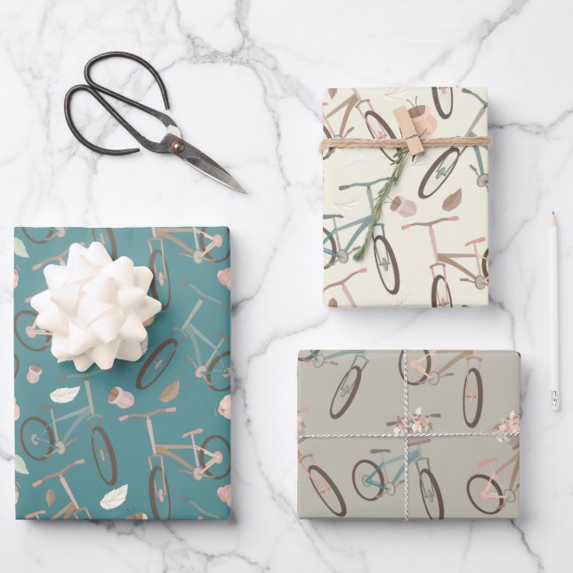 cute Bike lovers tiled pattern Wrapping Paper Sheets (Front)