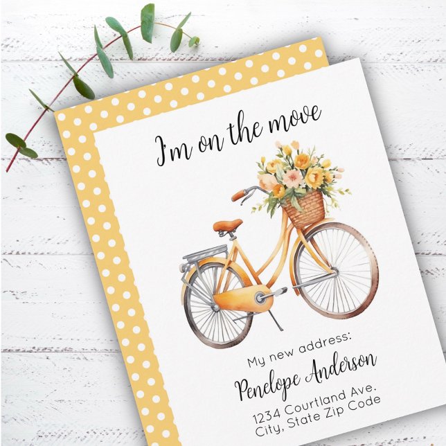 Cute Bike with Flowers New Address Note Card (Creator Uploaded)