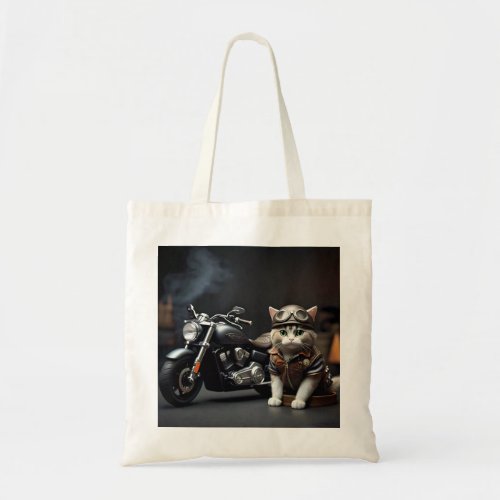 Cute Biker Cat Tote