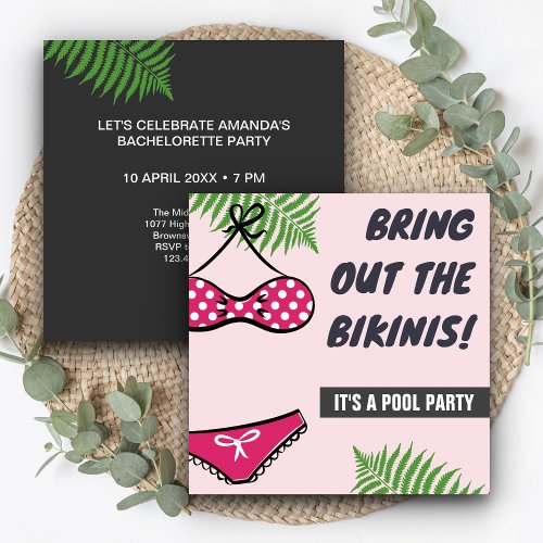Cute Bikini Bachelorette Pool Party Invitation