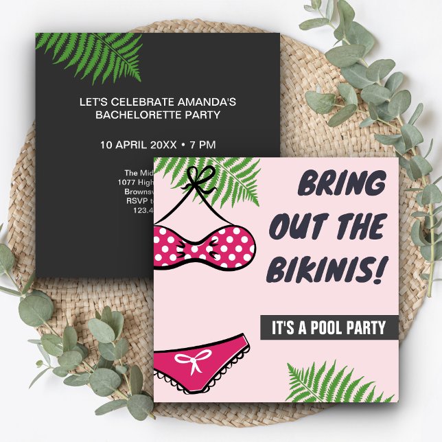 Cute Bikini Bachelorette Pool Party Invitation (Creator Uploaded)
