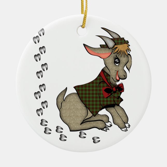 Cute Billy Goat with Bowtie Ornament (Front)