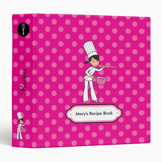 Cute Binder for Recipes with Girl Print