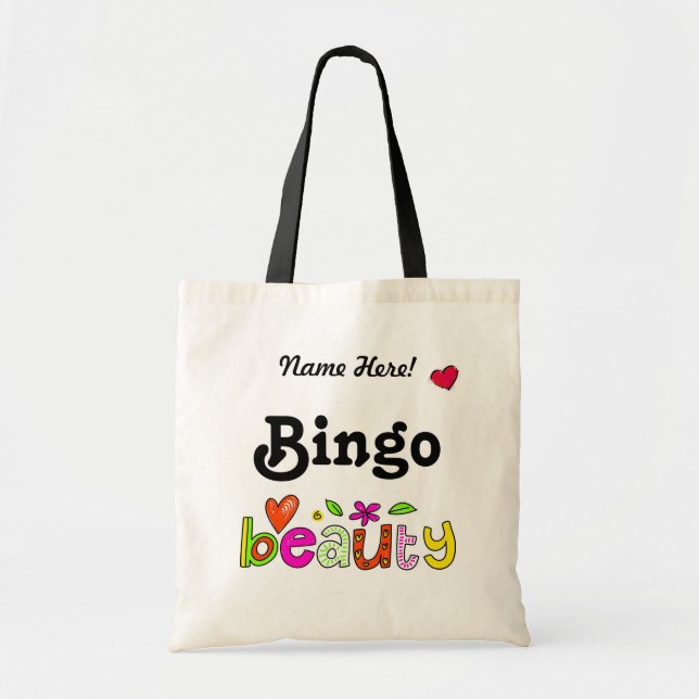 Cute Bingo Beauty Custom Bingo Players Tote Bag (Front)