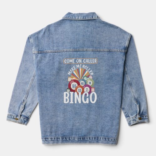 Cute Bingo Design For Men Women Casino Game Bingo  Denim Jacket