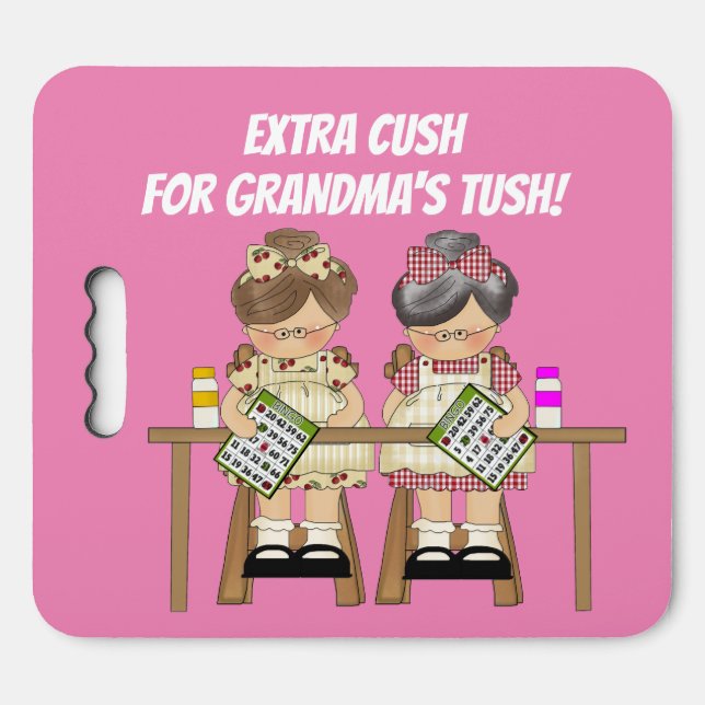 Cute Bingo Gambling Grandma Seat Cushion (Front Horizontal)