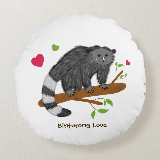 Cute Binturong Love Round Pillow (Front)