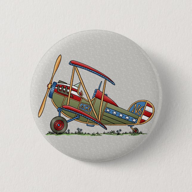 Cute Biplane Pinback Button (Front)