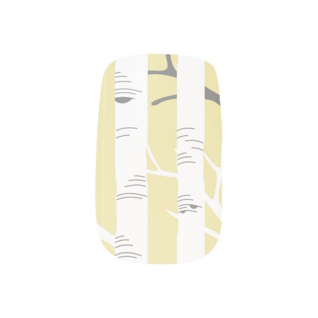 Cute Birch Tree Design Minx Nail Art (Left Thumb)
