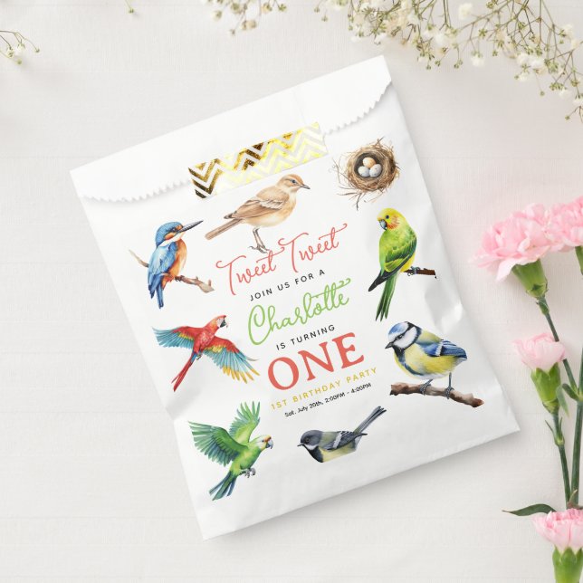 Cute Bird 1st Birthday Party Favor Bag (Sealed)