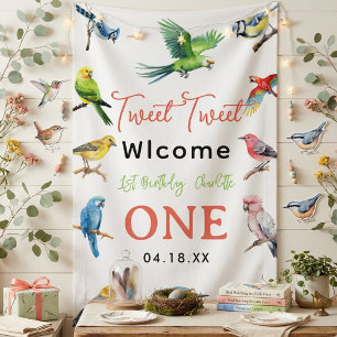 Cute Bird 1st Birthday   Sweet Baby Bird Party Banner