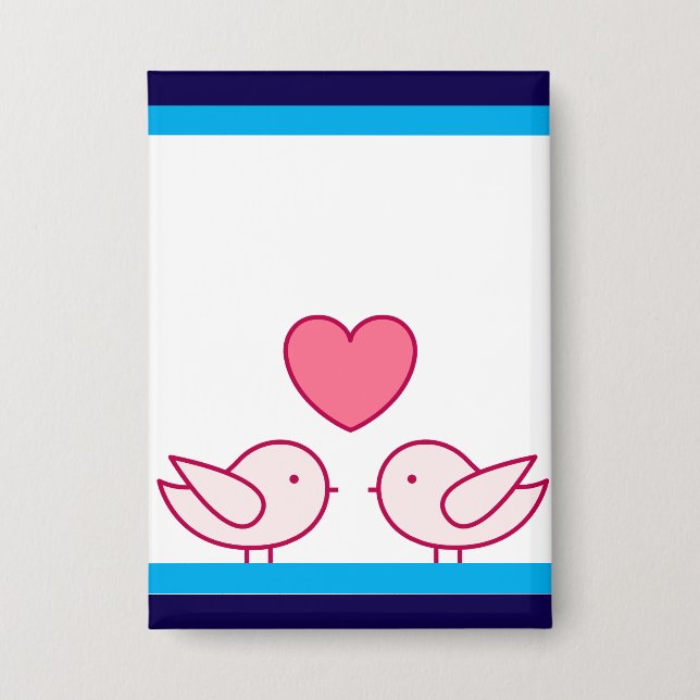 Cute Bird and Heart Love Design Button (Front)