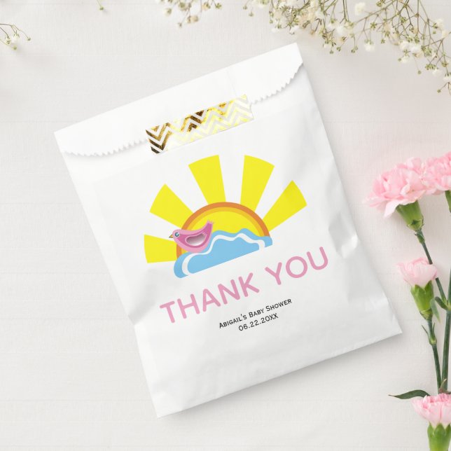 Cute bird and sun Baby Shower Thank You  Favor Bag (Sealed)