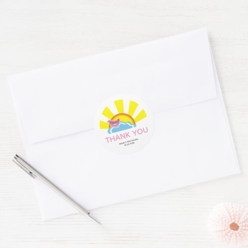 Cute bird and sun Books for Baby Shower Thank You  Classic Round Sticker