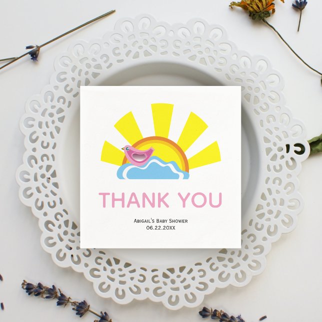 Cute bird and sun Books for Baby Shower Thank You  Napkins (Creator Uploaded)