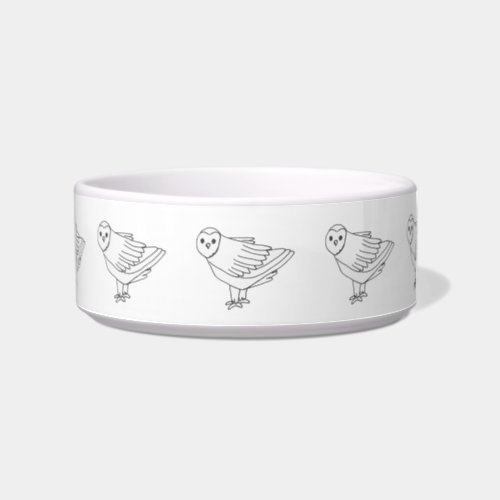 Cute Bird Artistic Illustration Snowy Owl Bowl