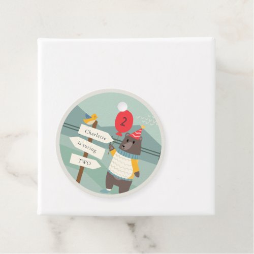 Cute Bird Bear Milestone Mountain Any Age Birthday Favor Tags