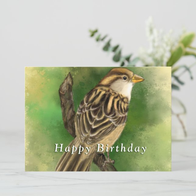 Cute Bird Birthday Card (Standing Front)
