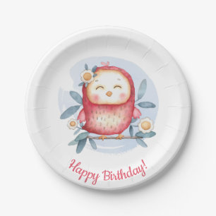Cute Bird Birthday Paper Plates