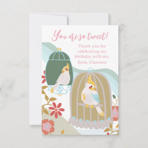 Cute Bird Birthday Thank You Card