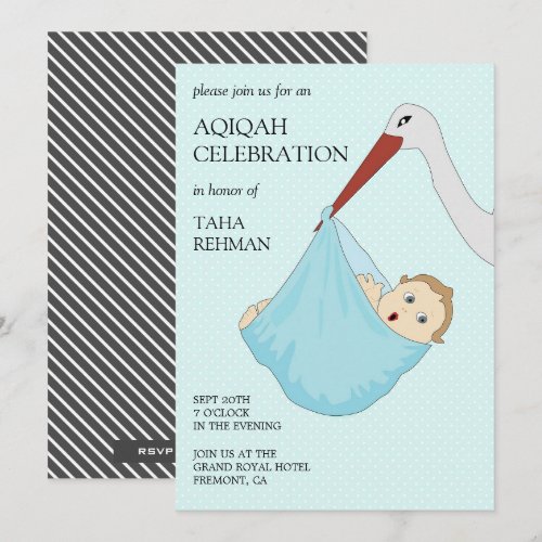 Cute Bird Blue Baby Boy Aqiqah