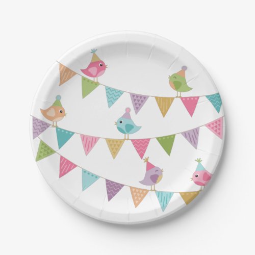Cute Bird Bunting Paper Plates