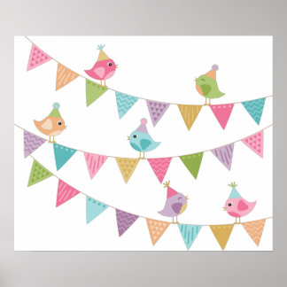 Cute Bird Bunting Poster