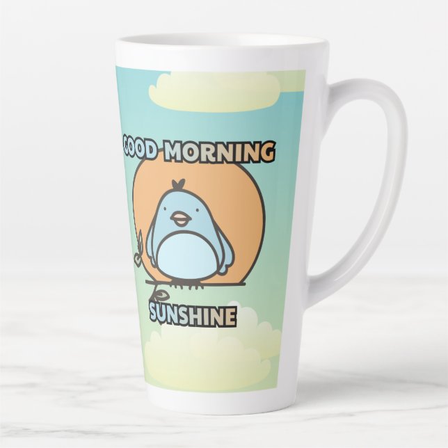 Cute bird cartoon good morning latte mug (Right)