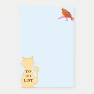 Cute Bird & Cat To Do List Post-it Notes