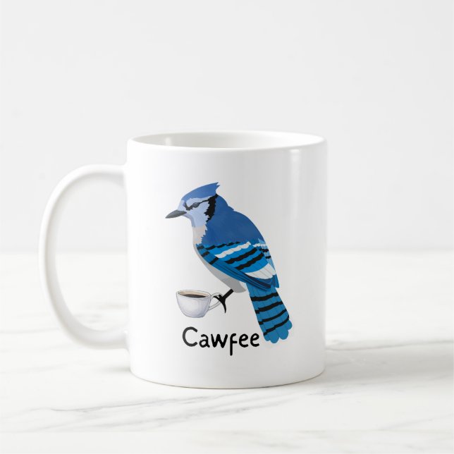 Cute Bird Cawfee Mug, Coffee Lover Gift,  Mug (Left)