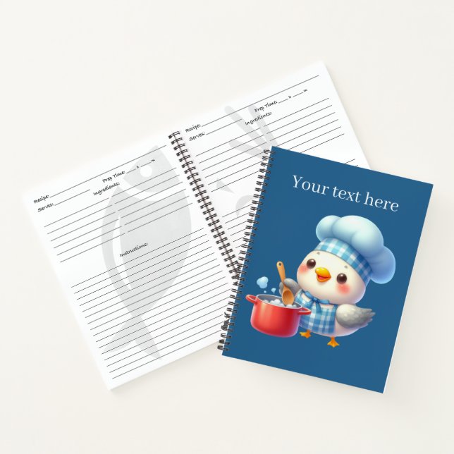 Cute bird chef lovers recipe  notebook (Inside)