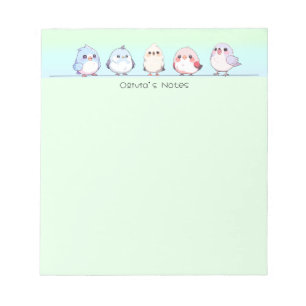 Cute bird colorful gradient Personalized name Notepad