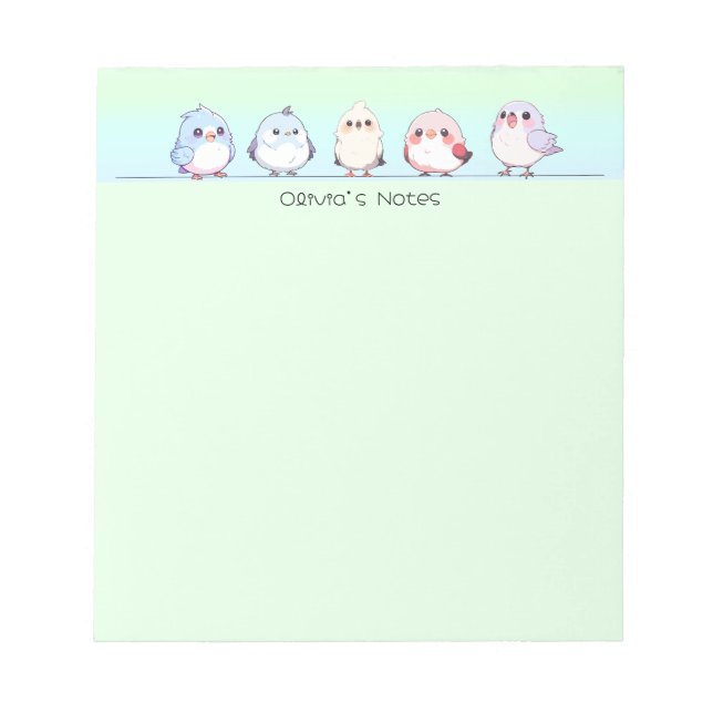 Cute bird colorful gradient Personalized name Notepad (Front)