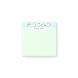 Cute bird colorful gradient Personalized name Post-it Notes