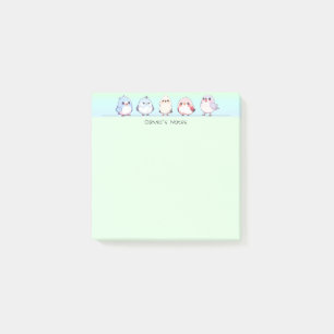 Cute bird colorful gradient Personalized name Post-it Notes