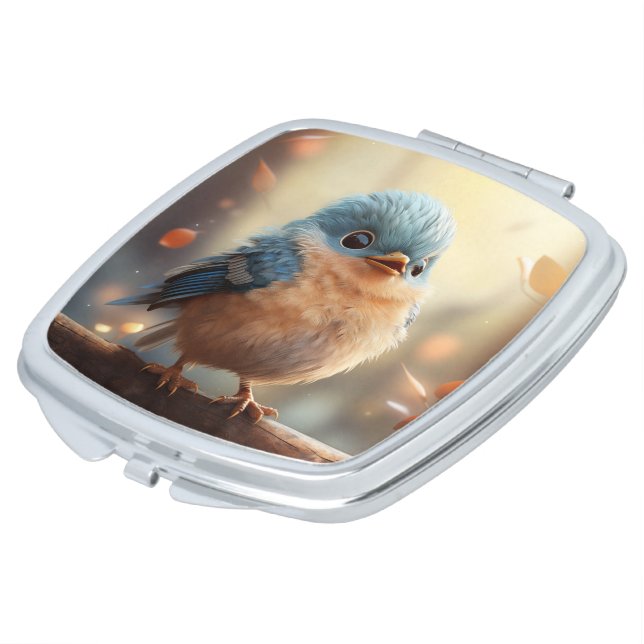 Cute bird compact mirror (Turned)