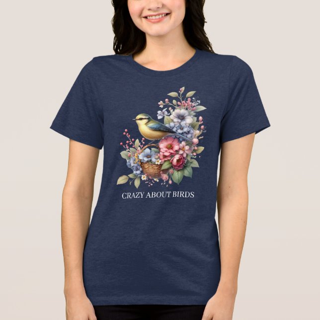 Cute bird crazy add text Tri-Blend shirt (Front)