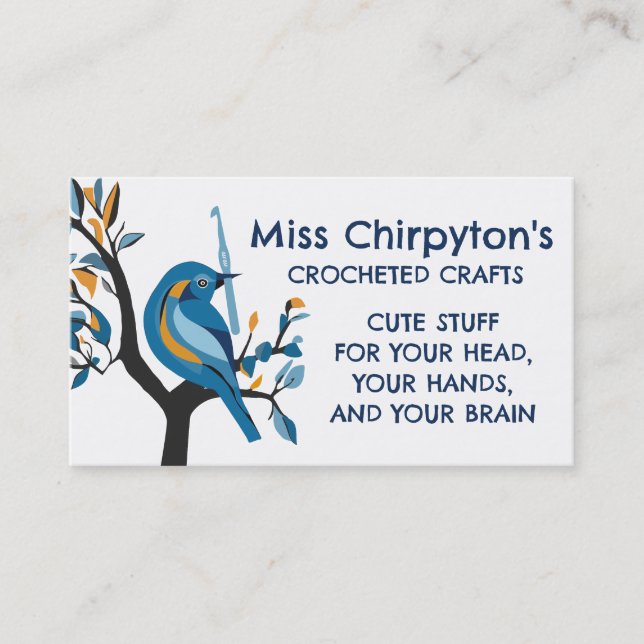 Cute bird crochet hook yarn crafts packaging business card (Front)