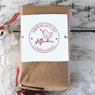 Cute Bird Custom Handmade with love, Rubber Stamp