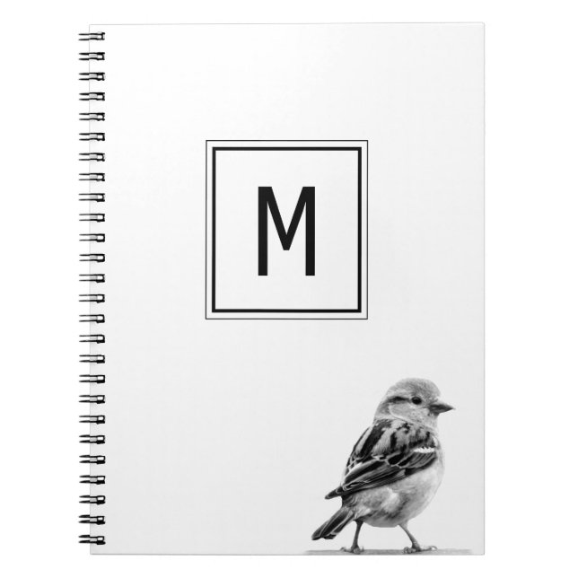 Cute Bird Custom Your Initial Letter  Notebook (Front)