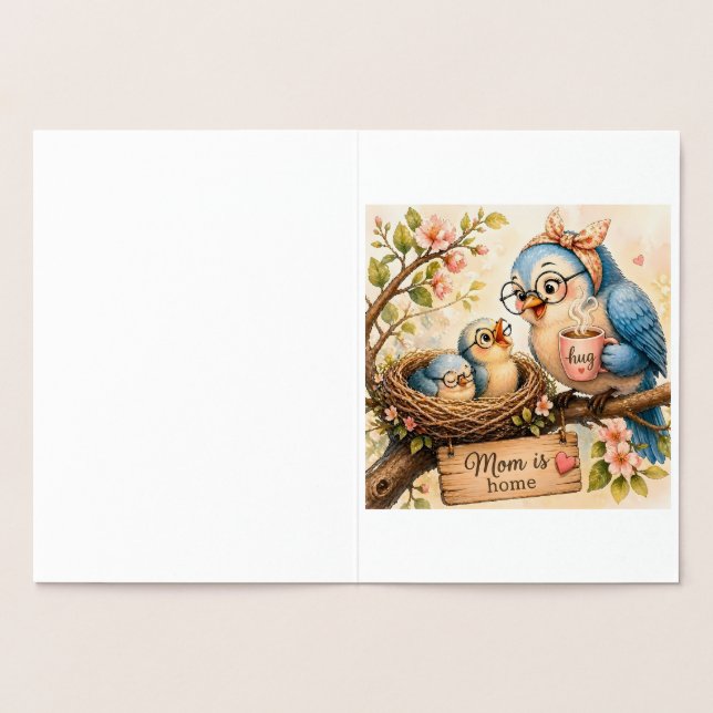 Cute Bird Family Foil Card (Inside)