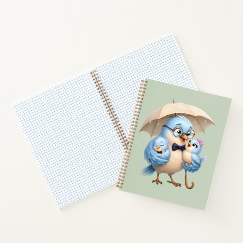 Cute Bird Family Spiral Notebook