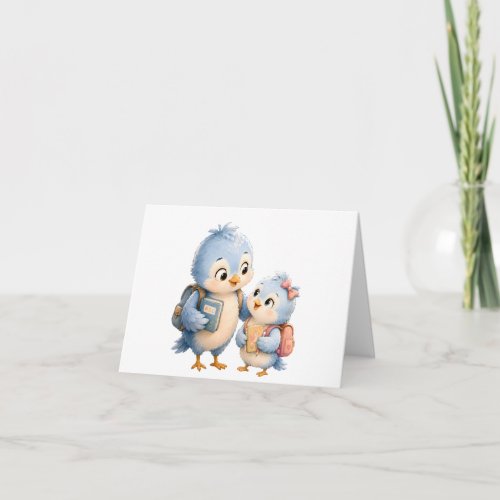Cute Bird Family Thank You Card