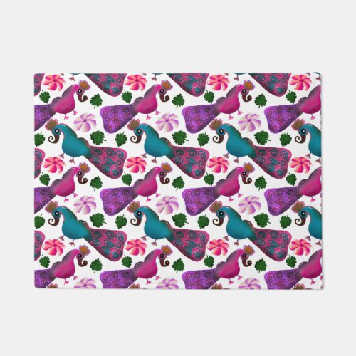 Cute Bird Floral Pattern | Colorful  Birds Doormat