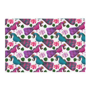 Cute Bird Floral Pattern Colorful Birds Placemat